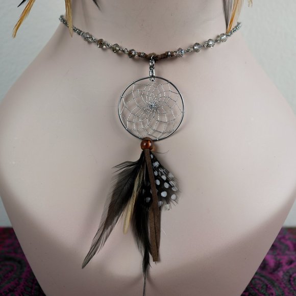 Boho Dream Catcher Necklace and Earrings Set - Picture 2 of 7
